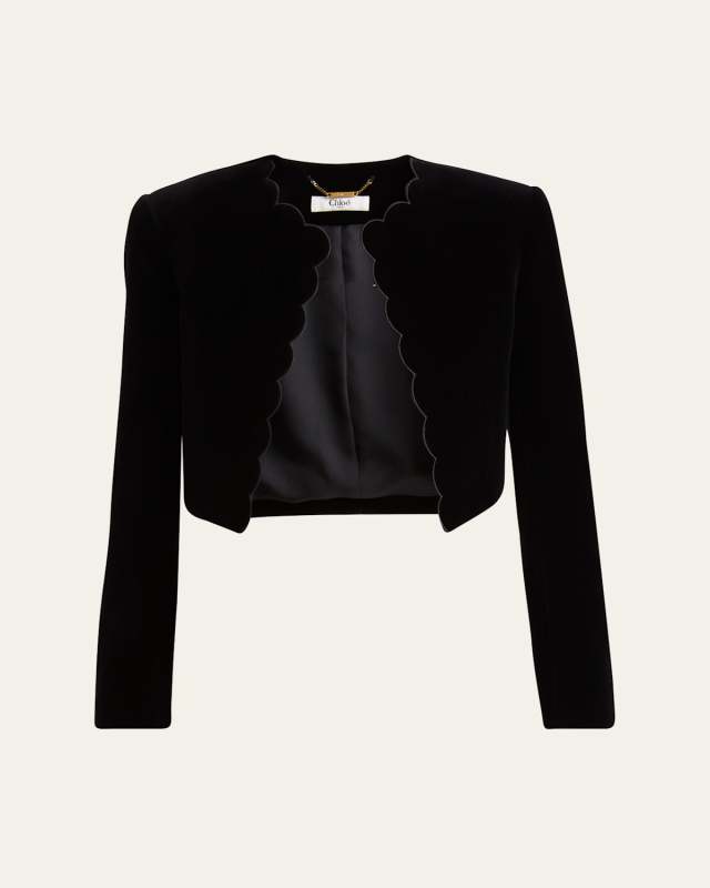 Scalloped Velvet Crop Jacket